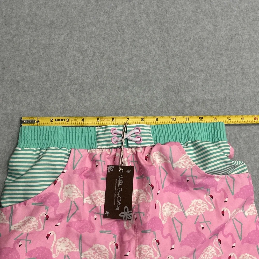 NWT MATILDA JANE Boys Enchanted Garden Flamingo Fan Club Swim Trunks - Size 14